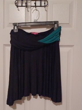 <> BCBGirls Black Mini Skirt with Teal Accent